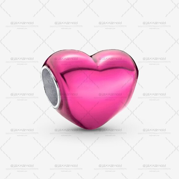 Pandora Metallic Pink Heart Charm - Picture 1 of 7